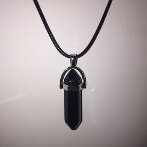 Black / blue Sand Stone Bullet Necklace